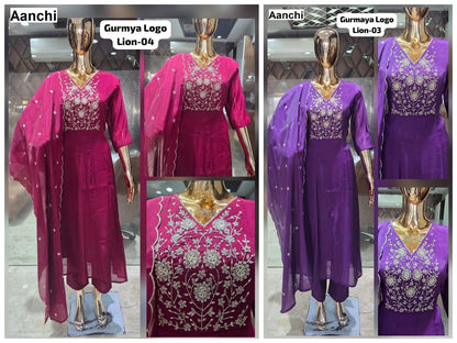 Lion Gurmaya Aanchi Mul Chanderi Readymade Suits Supplier