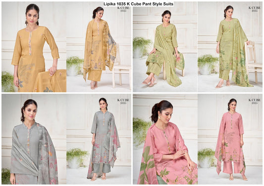 Lipika 1035 K Cube Mul Chanderi Pant Style Suits Wholesale