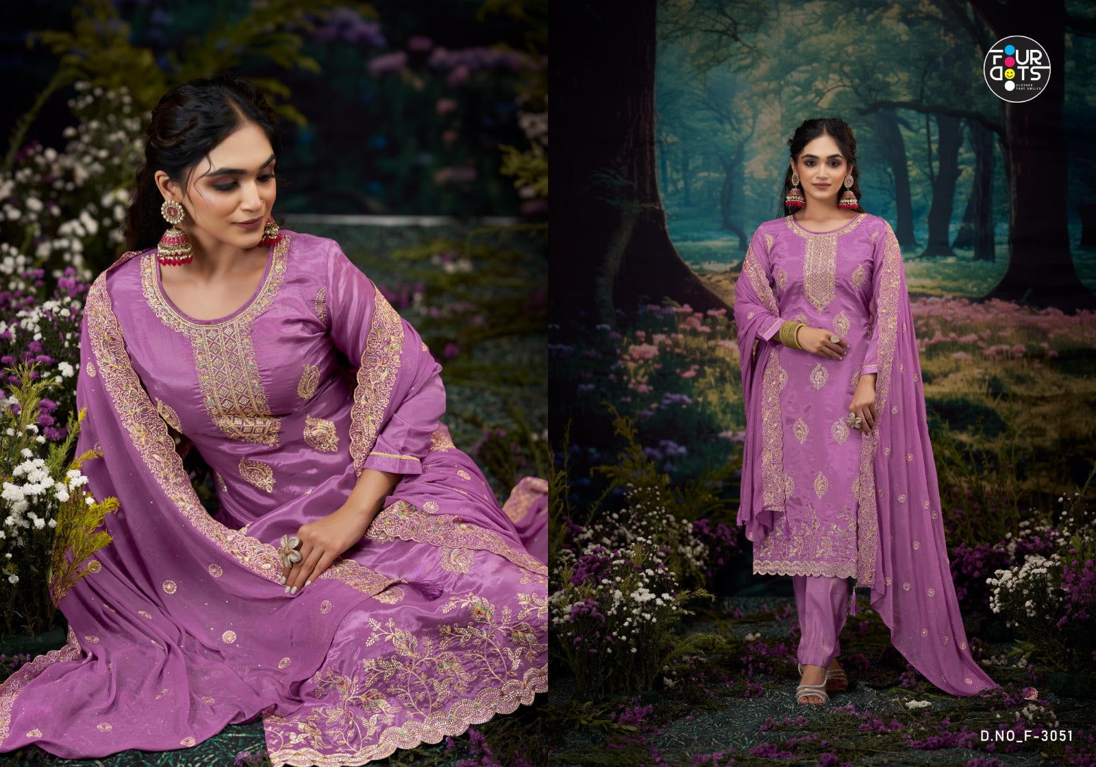 Lipika Four Dots Organza Pant Style Suits Wholesaler Gujarat