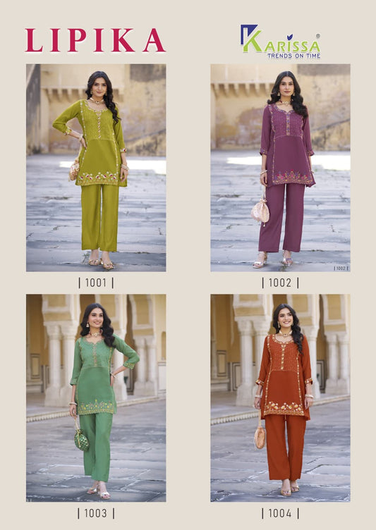 Lipika Karissa Viscose Chanderi Co Ord Set Wholesaler