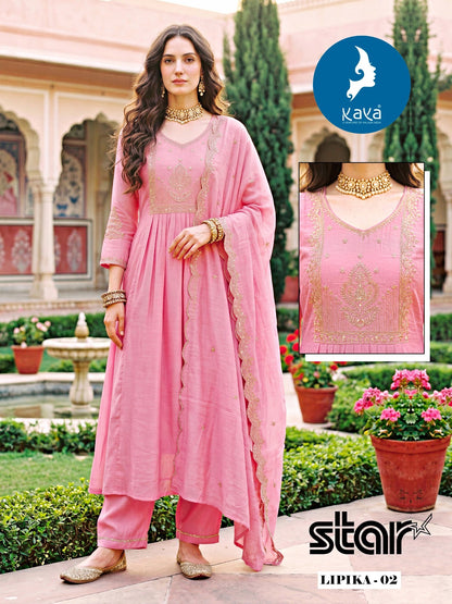 Lipika Kaya Chanderi Readymade Anarkali Suits Manufacturer Ahmedabad