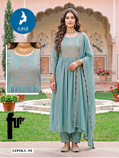 Lipika Kaya Chanderi Readymade Anarkali Suits Manufacturer Ahmedabad
