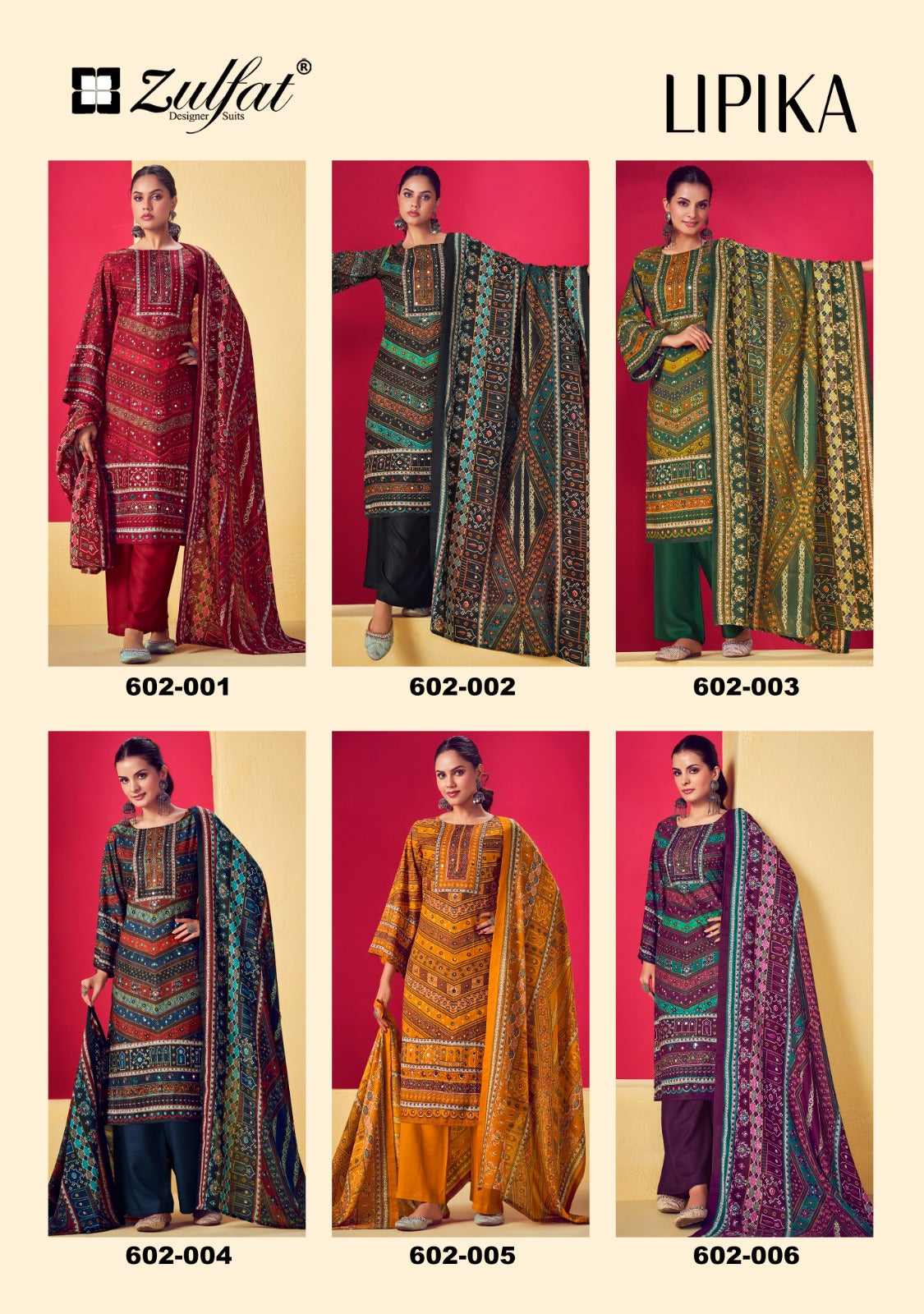 Lipika Zulfat Designer Viscose Rayon Karachi Salwar Suits Wholesaler Gujarat