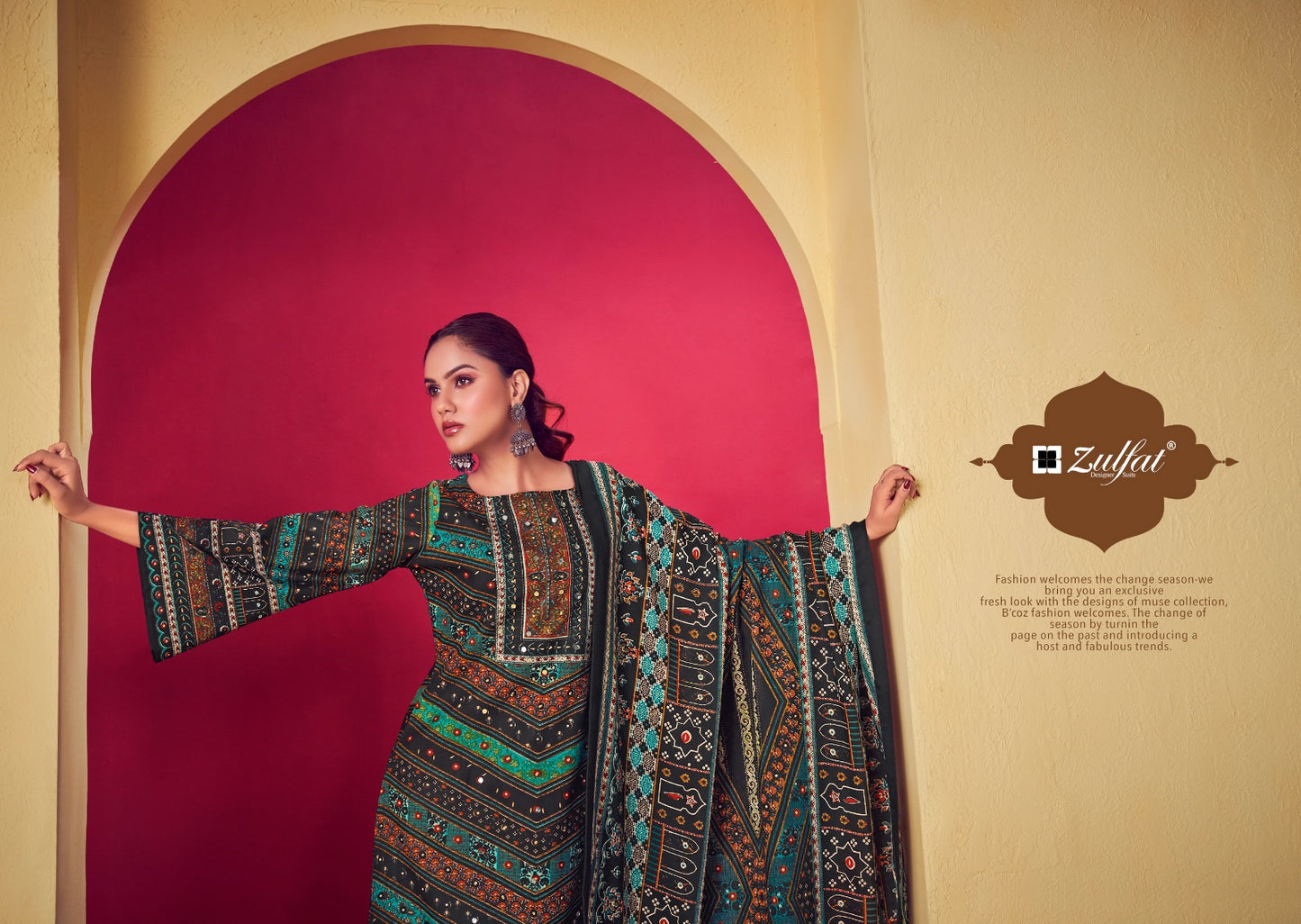 Lipika Zulfat Designer Viscose Rayon Karachi Salwar Suits Wholesaler Gujarat