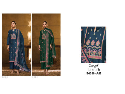 Liraah 4088 Ganga Premium Bemberg Plazzo Style Suits Wholesale Price