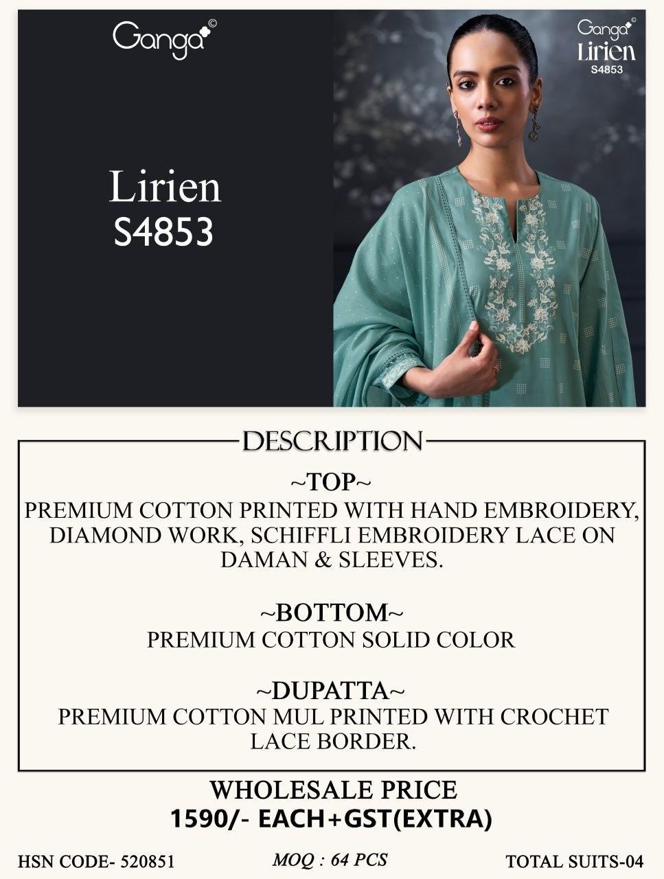 Lirien S4853 Ganga Cotton Pant Style Suits Supplier