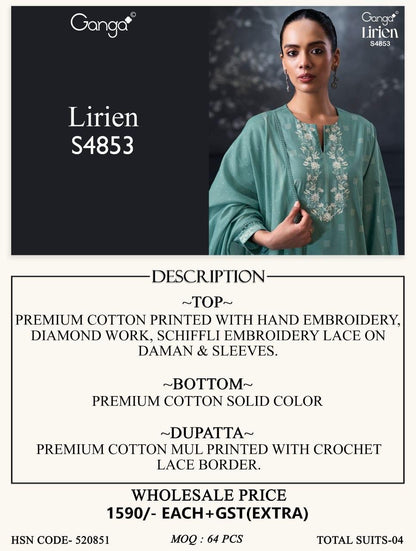 Lirien S4853 Ganga Cotton Pant Style Suits Supplier
