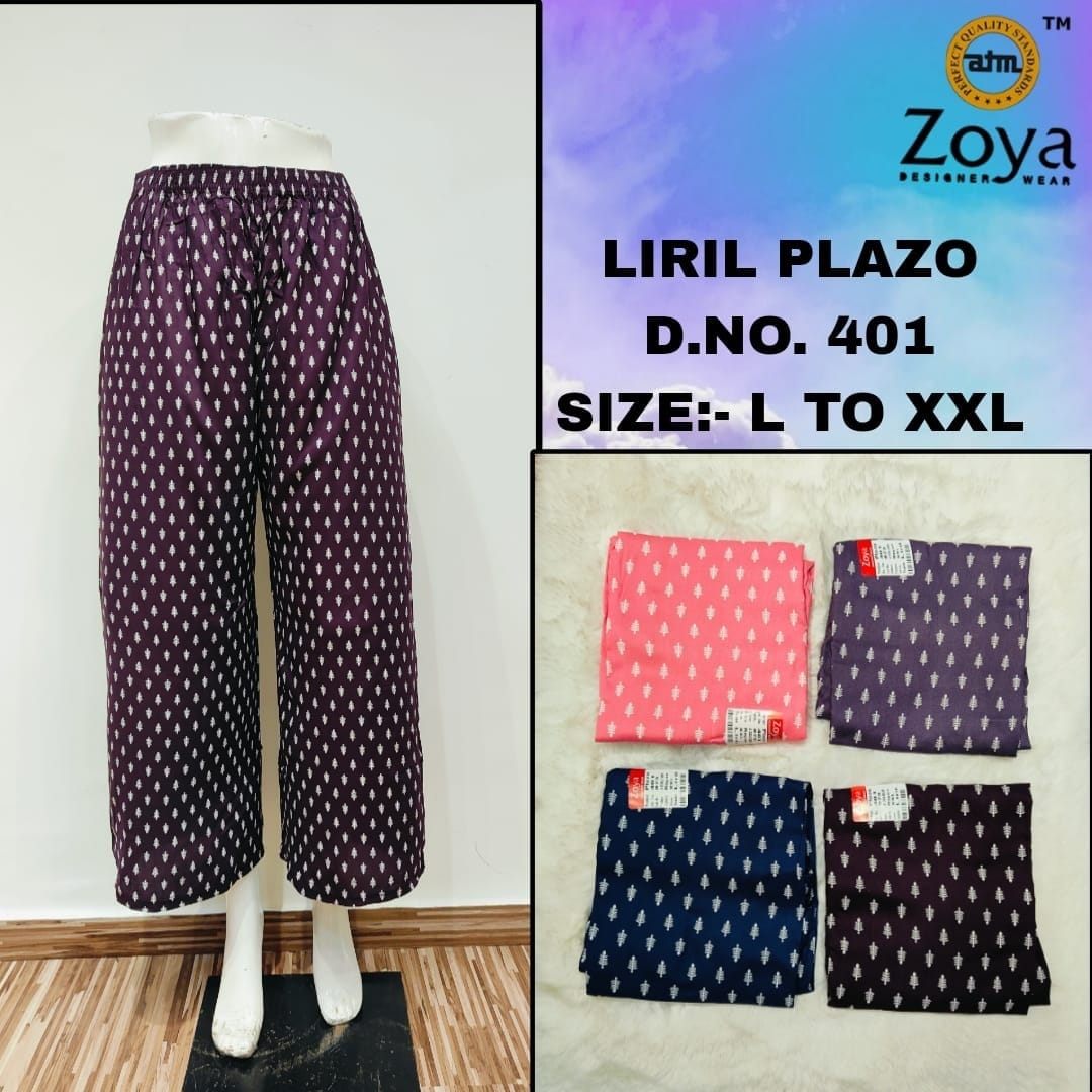 Liril 150825 Zoya Rayon Branded Palazzo Wholesale Rate