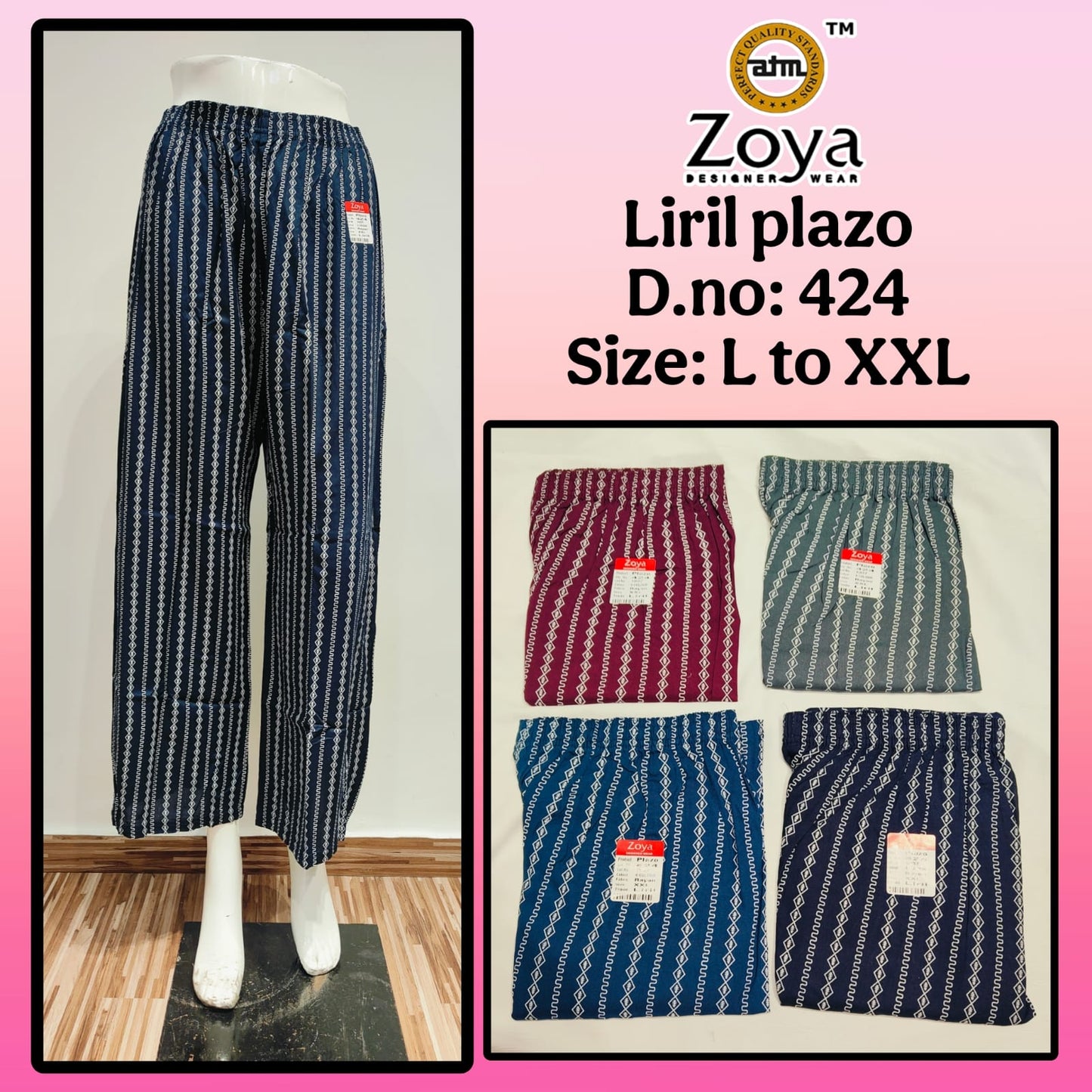 Liril 150825 Zoya Rayon Branded Palazzo Wholesale Rate