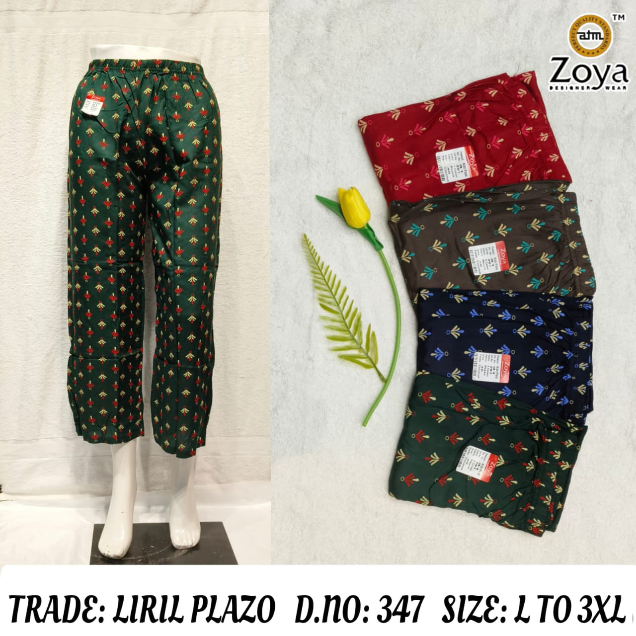 Liril 1508 Zoya Rayon Branded Palazzo Wholesaler