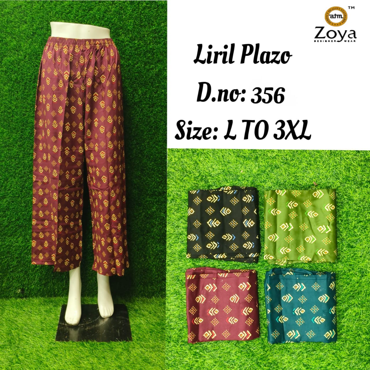 Liril 1508 Zoya Rayon Branded Palazzo Wholesaler