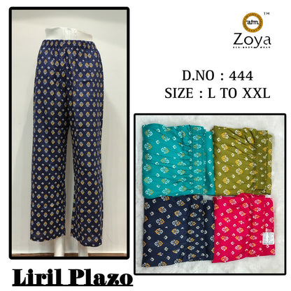 Liril 231225 Zoya Rayon Branded Palazzo Exporter India