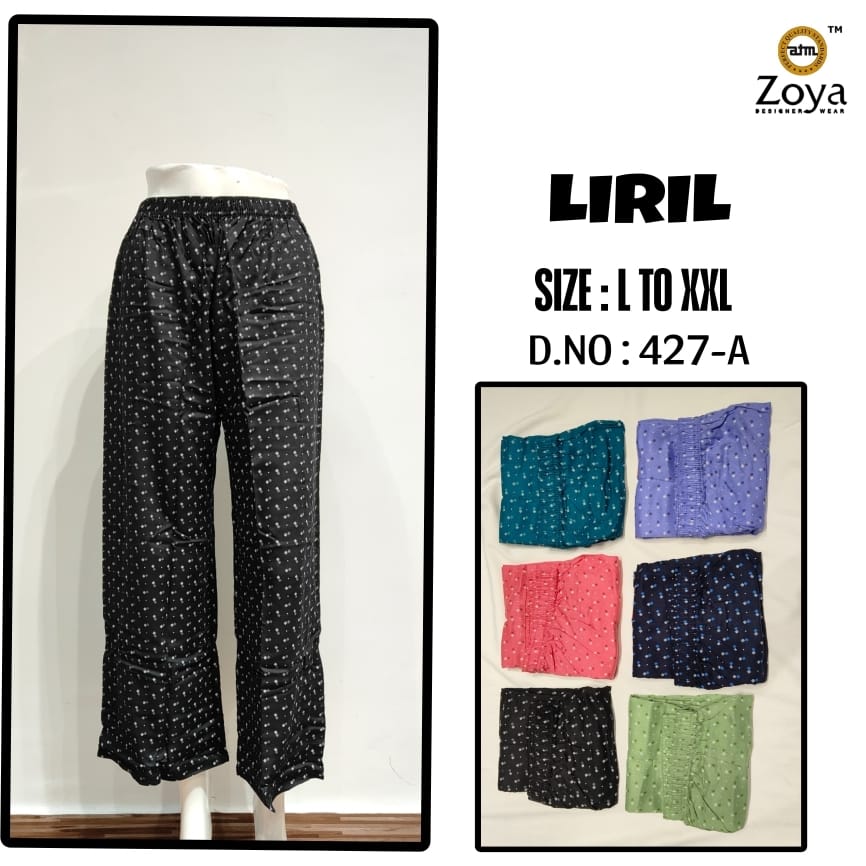 Liril 231225 Zoya Rayon Branded Palazzo Exporter India