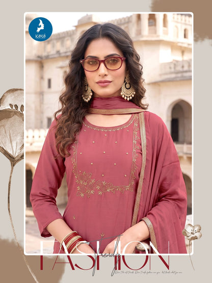 Liril Kaya Chanderi Readymade Pant Style Suits Supplier Gujarat