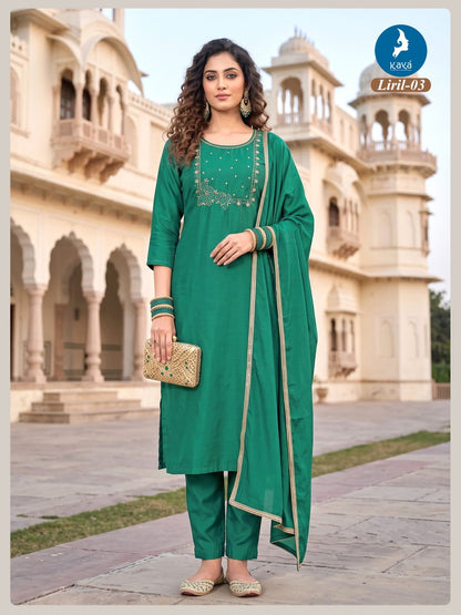 Liril Kaya Chanderi Readymade Pant Style Suits Supplier Gujarat
