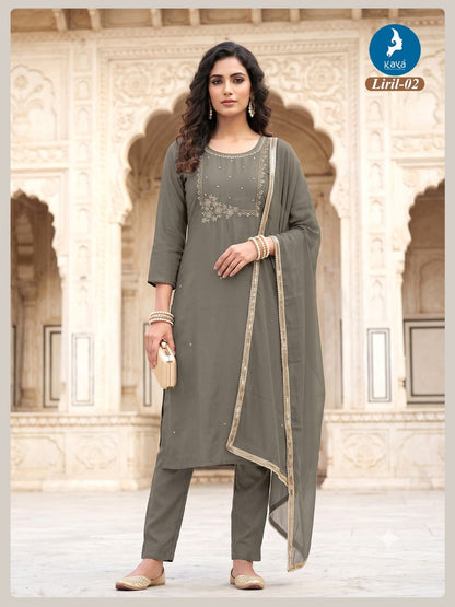 Liril Kaya Chanderi Readymade Pant Style Suits Supplier Gujarat