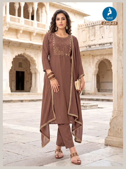 Liril Kaya Chanderi Readymade Pant Style Suits Supplier Gujarat