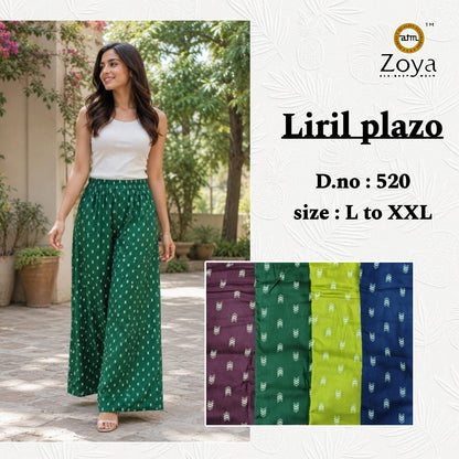 Liril Print 0308 Zoya Rayon Branded Palazzo Manufacturer Gujarat