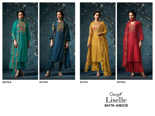 Liselle 4179 Ganga Pure Bemberg Plazzo Style Suits Exporter Gujarat