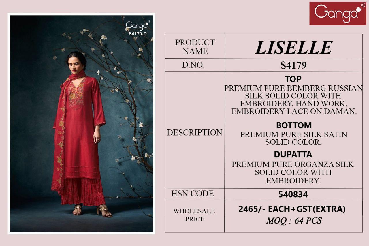 Liselle 4179 Ganga Pure Bemberg Plazzo Style Suits Exporter Gujarat