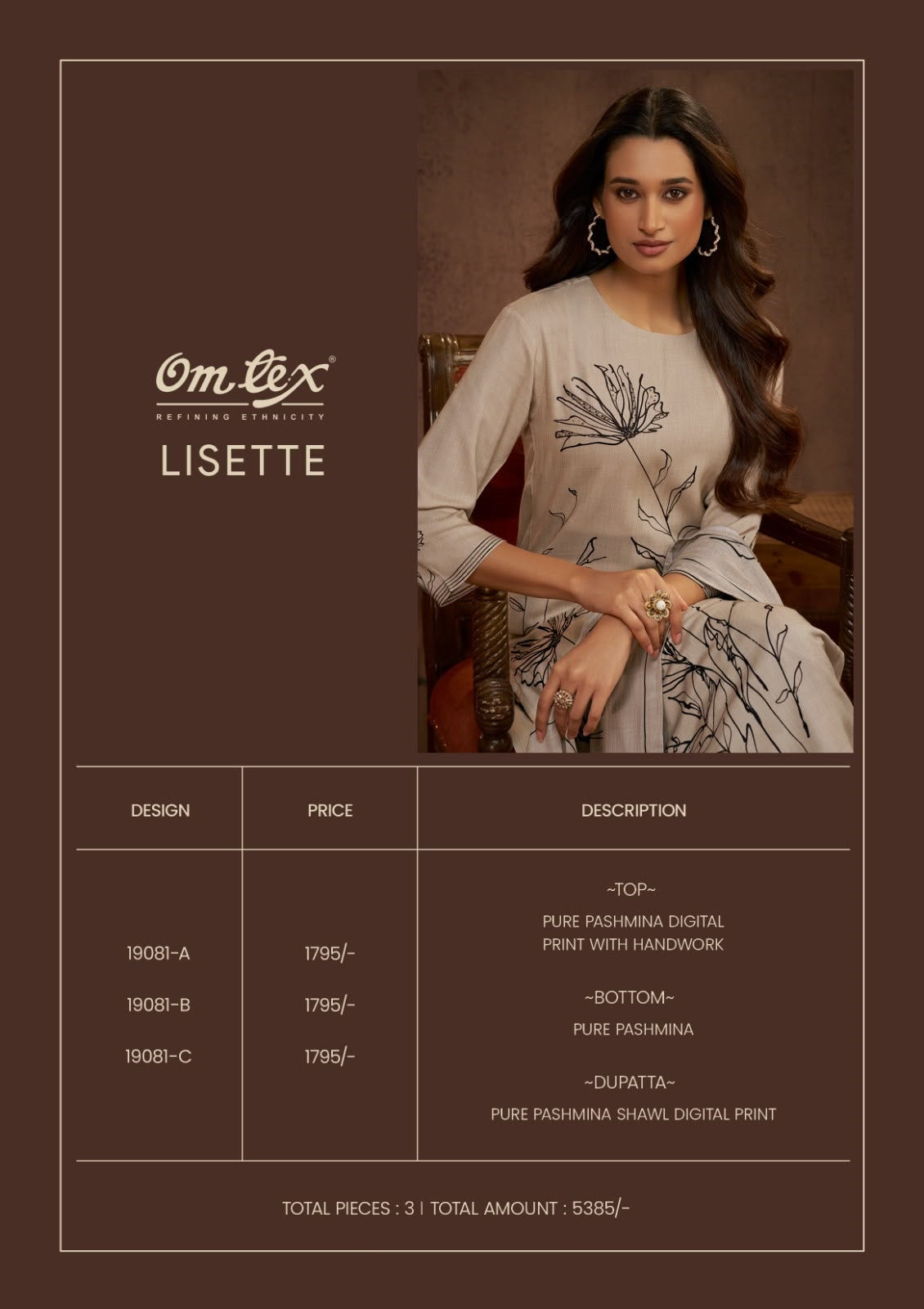 Lisette Omtex Pashmina Suits Manufacturer India