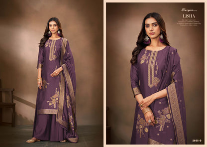 Lisha Sargam Prints Silk Jacquard Plazzo Style Suits Manufacturer India