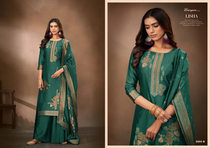 Lisha Sargam Prints Silk Jacquard Plazzo Style Suits Manufacturer India