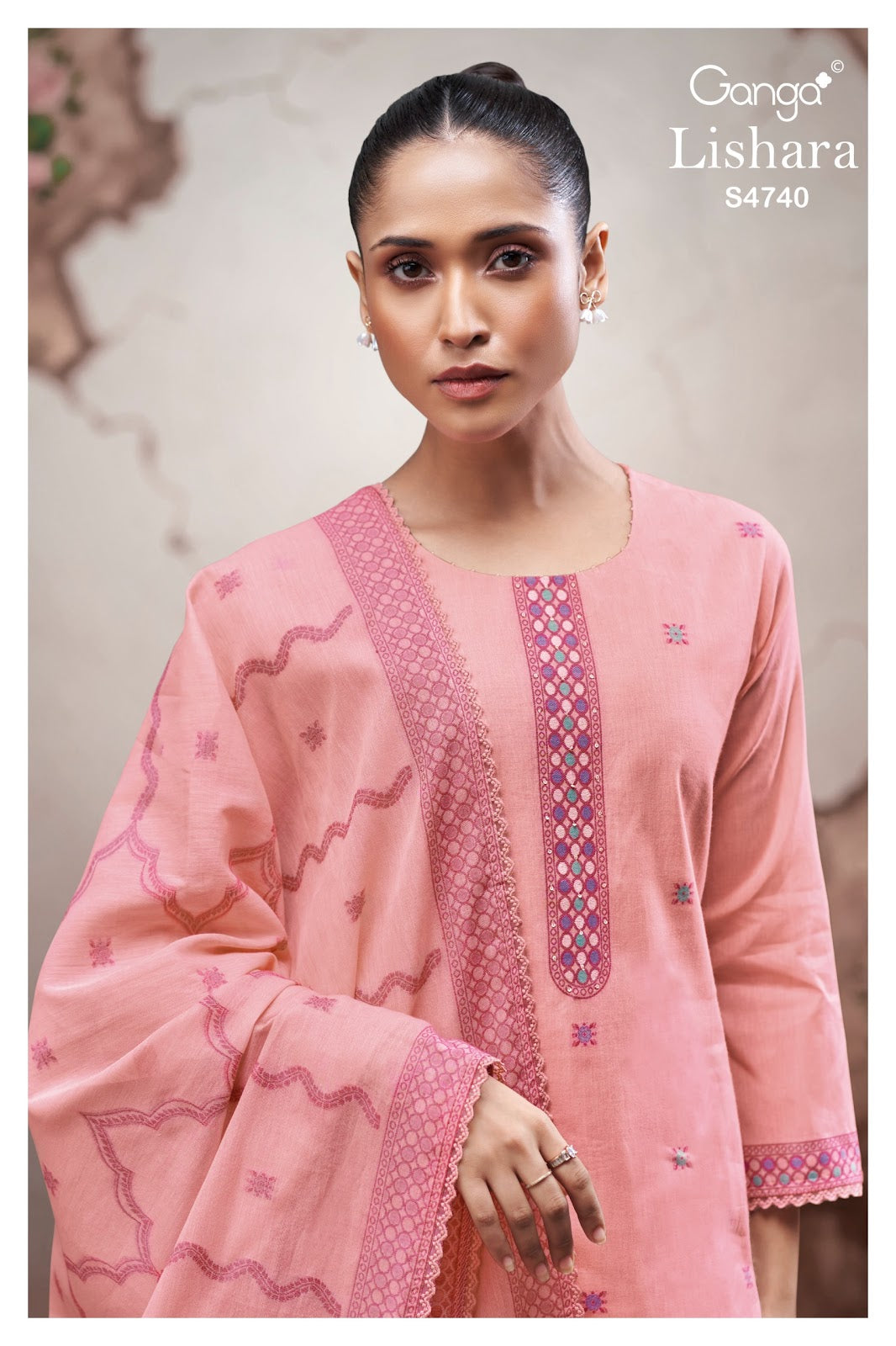 Lishara 4740 Ganga Cotton Jacquard Plazzo Style Suits Wholesale Rate