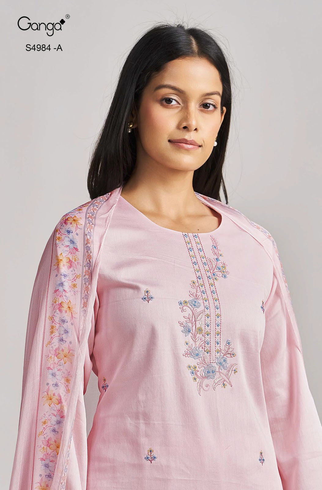 Lishka S4984 Ganga Cotton Satin Pant Style Suits Exporter India