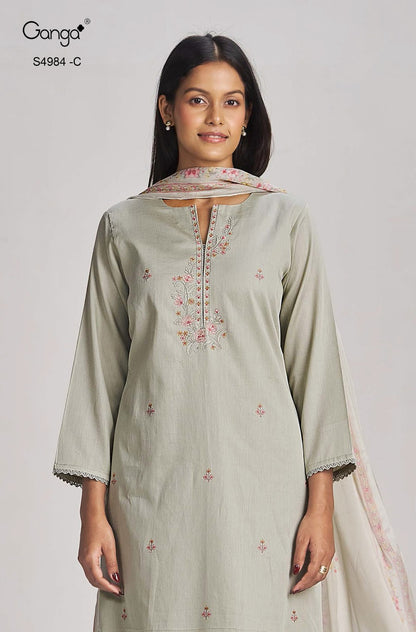 Lishka S4984 Ganga Cotton Satin Pant Style Suits Exporter India