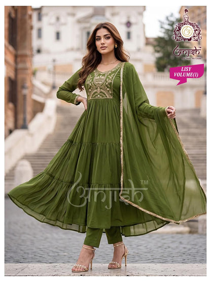 Lisy Vol 1 Anjish Chanderi Readymade Anarkali Suits Supplier