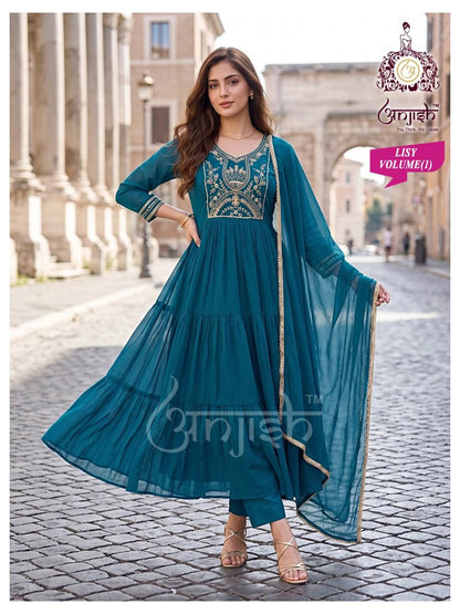 Lisy Vol 1 Anjish Chanderi Readymade Anarkali Suits Supplier