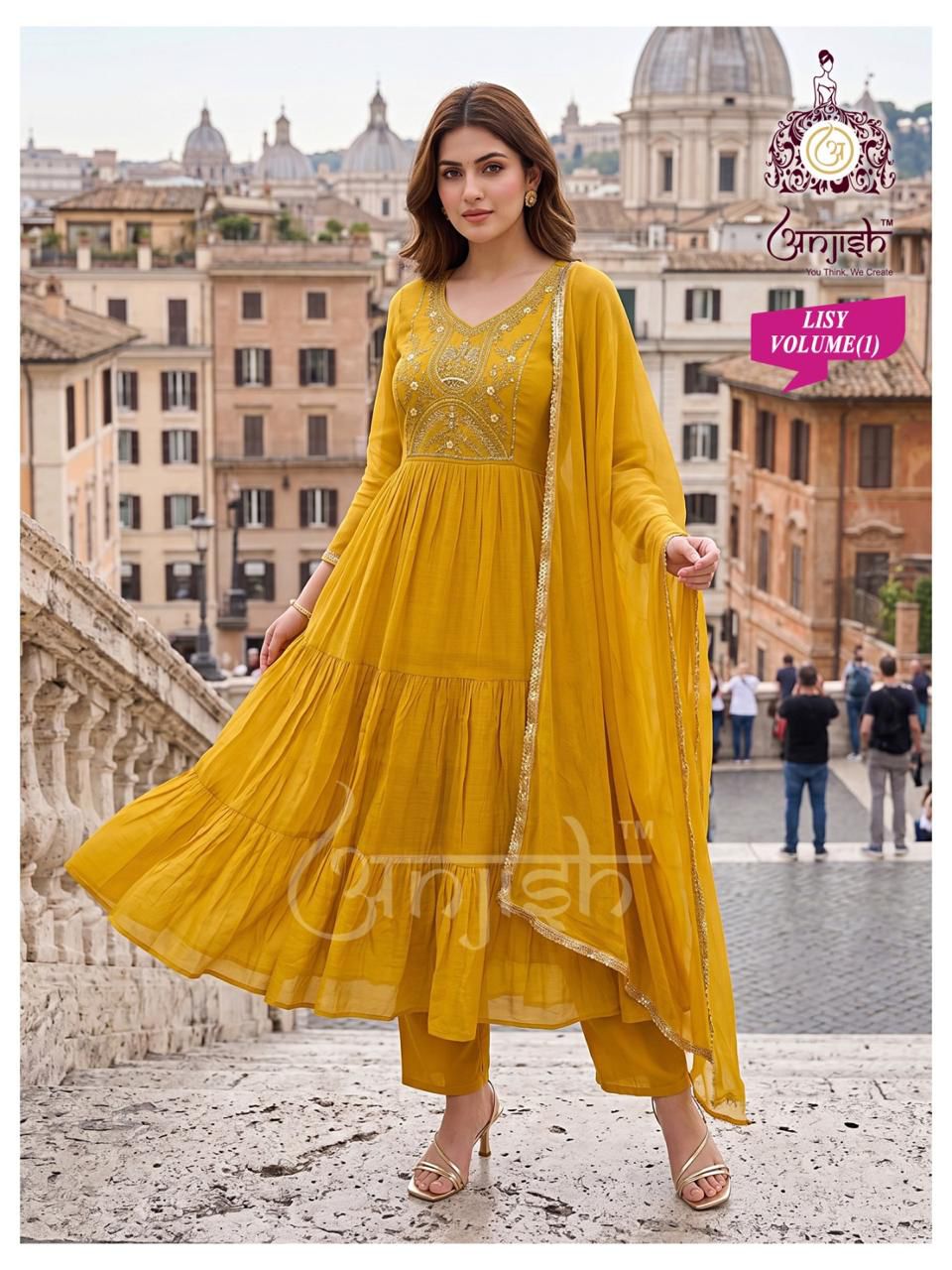 Lisy Vol 1 Anjish Chanderi Readymade Anarkali Suits Supplier