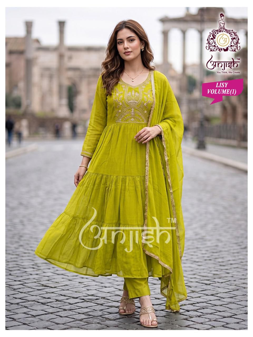 Lisy Vol 1 Anjish Chanderi Readymade Anarkali Suits Supplier