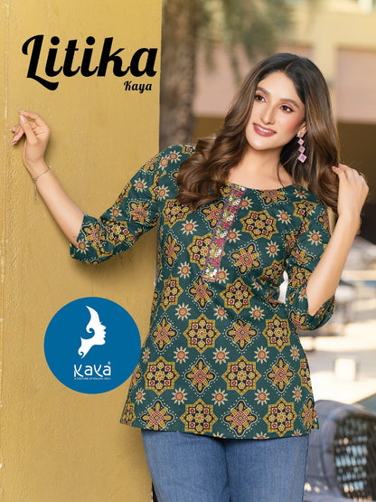Litika Kaya Cotton Cambric Fancy Tops Wholesale Rate