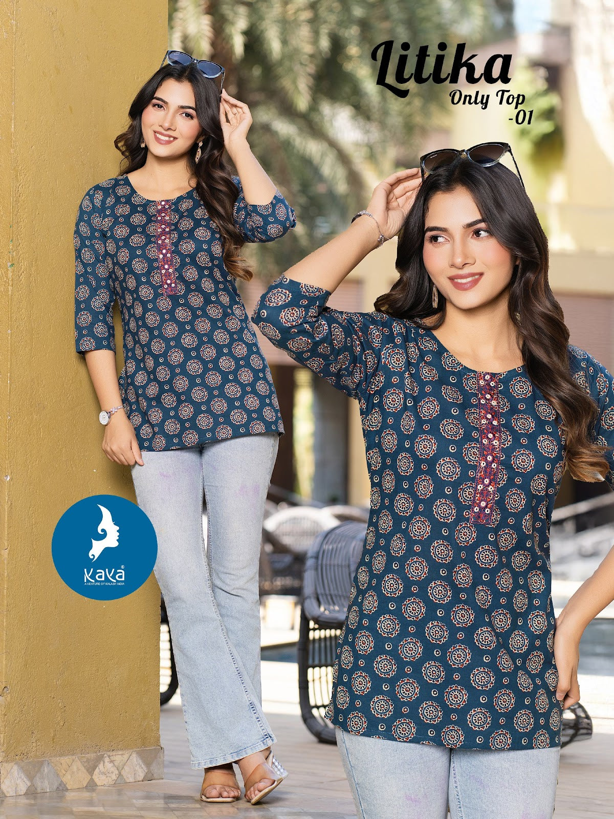Litika Kaya Cotton Cambric Fancy Tops Wholesale Rate