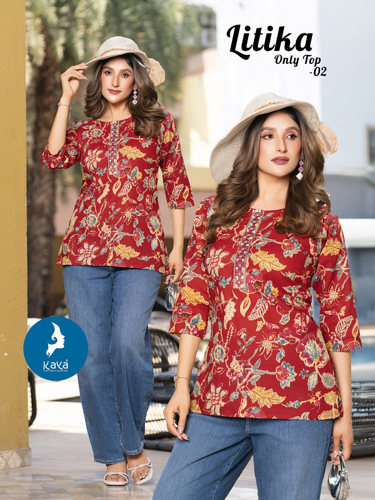 Litika Kaya Cotton Cambric Fancy Tops Wholesale Rate