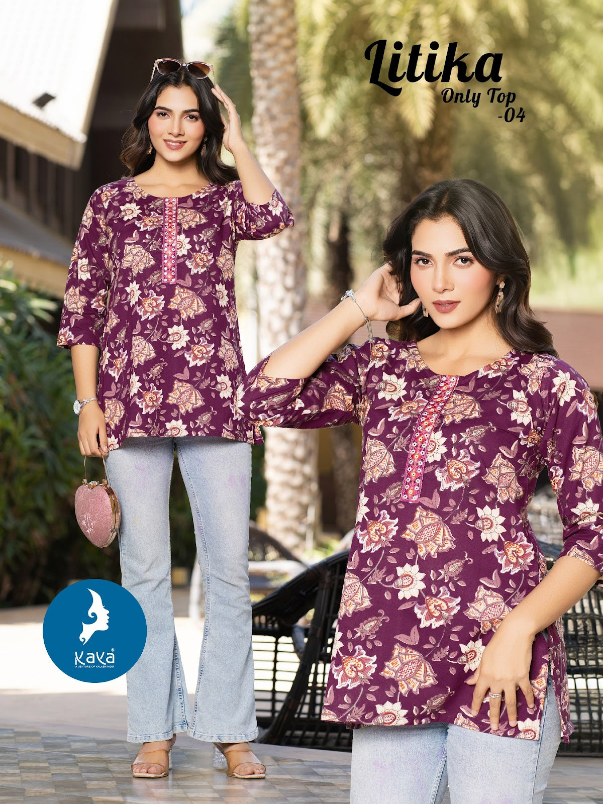 Litika Kaya Cotton Cambric Fancy Tops Wholesale Rate