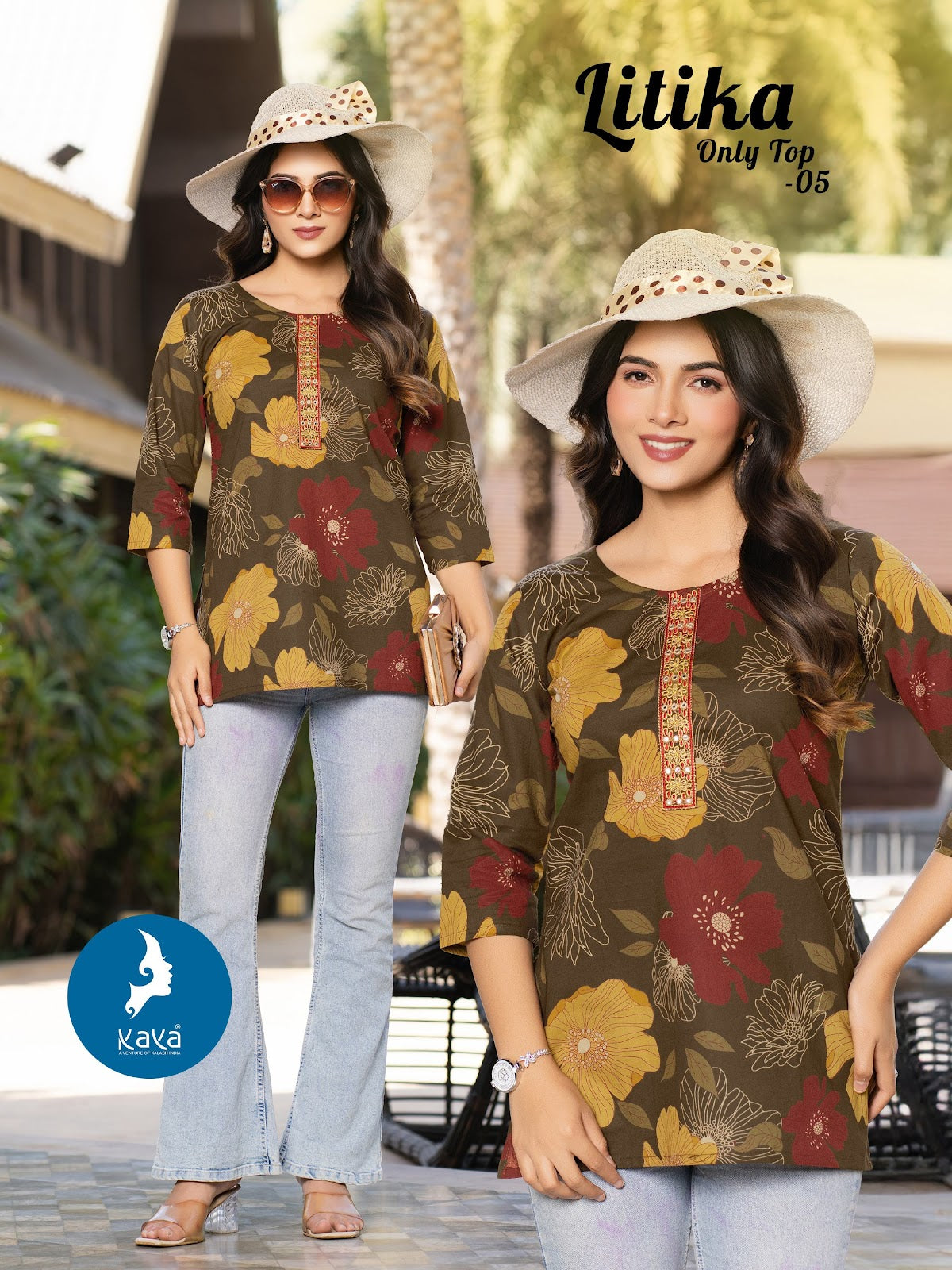 Litika Kaya Cotton Cambric Fancy Tops Wholesale Rate