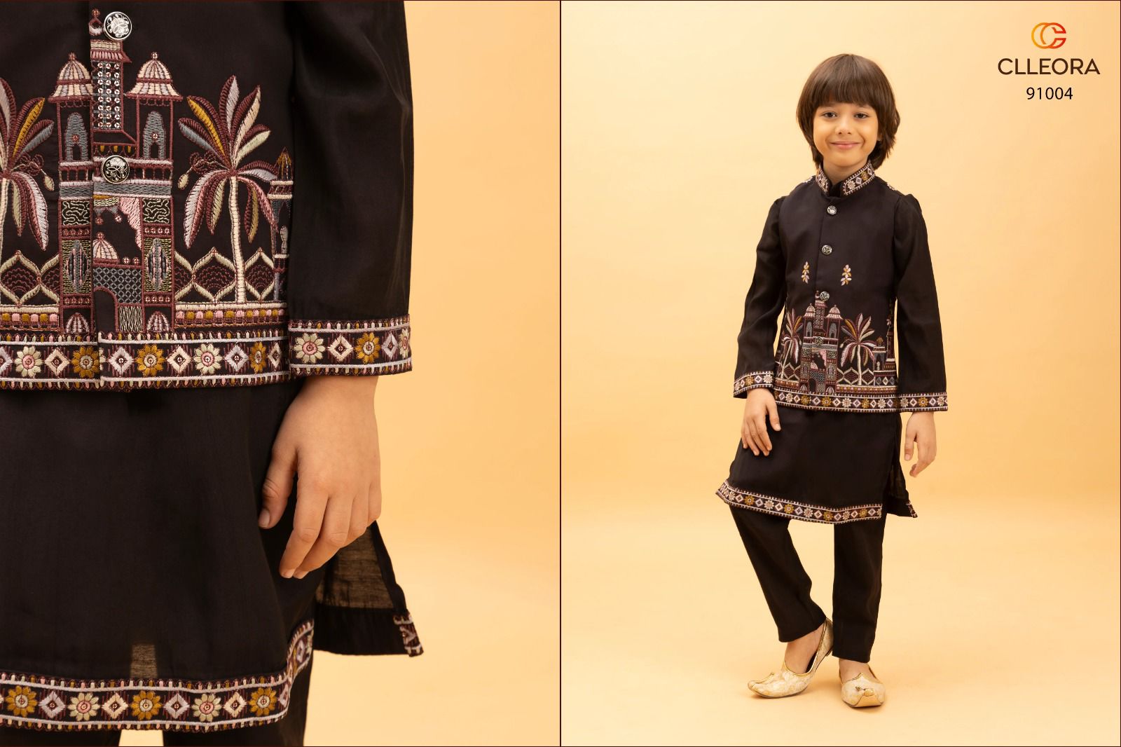 Little Couture With Koti Clleora Viscose Silk Boys Kurta Pyjama Manufacturer Gujarat