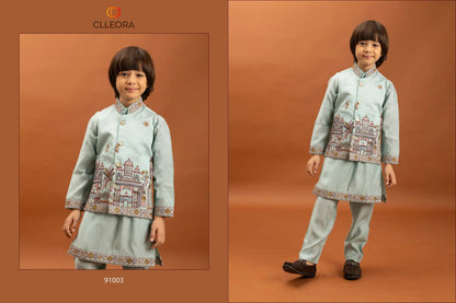 Little Couture With Koti Clleora Viscose Silk Boys Kurta Pyjama Manufacturer Gujarat