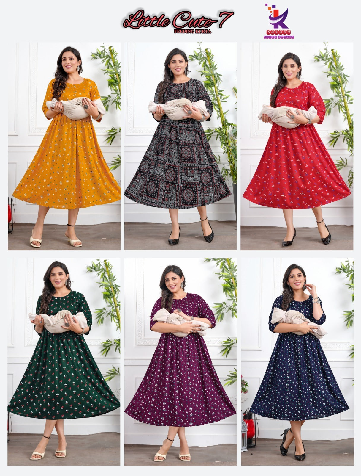 Little Cute 7 Mlm Kalash Lifestyle Rayon 14Kg Feeding Kurtis Supplier Gujarat