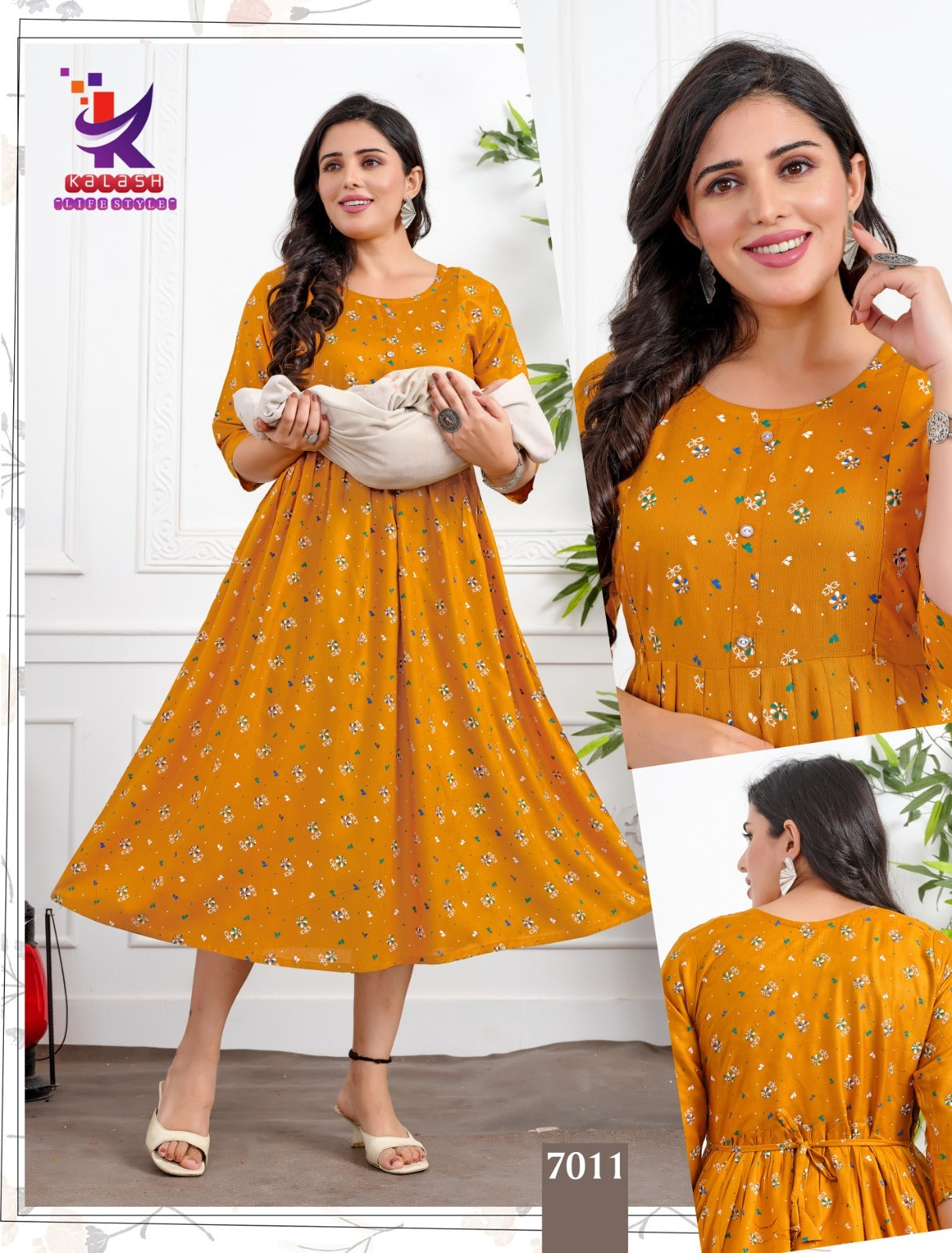 Little Cute 7 Mlm Kalash Lifestyle Rayon 14Kg Feeding Kurtis Supplier Gujarat