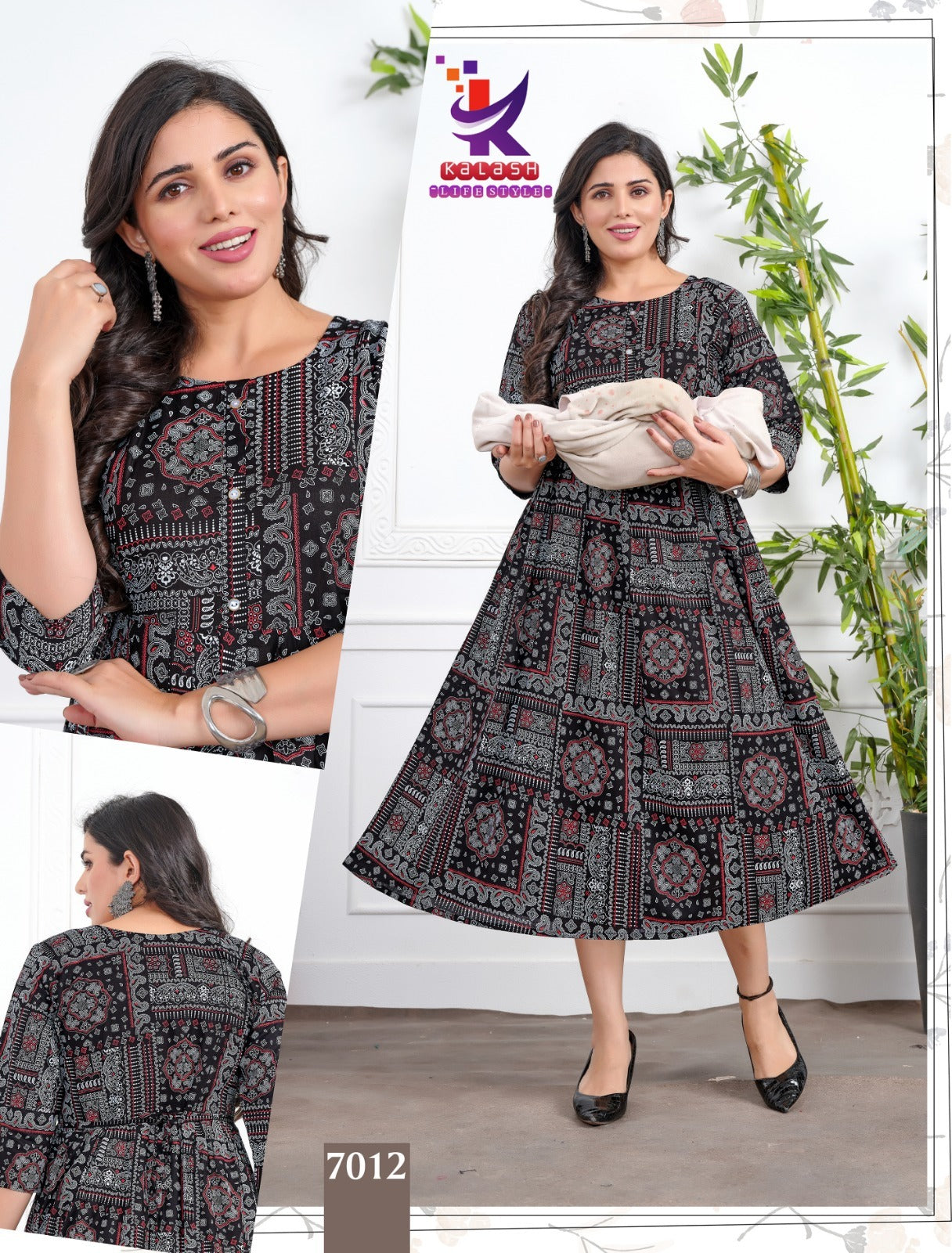Little Cute 7 Mlm Kalash Lifestyle Rayon 14Kg Feeding Kurtis Supplier Gujarat