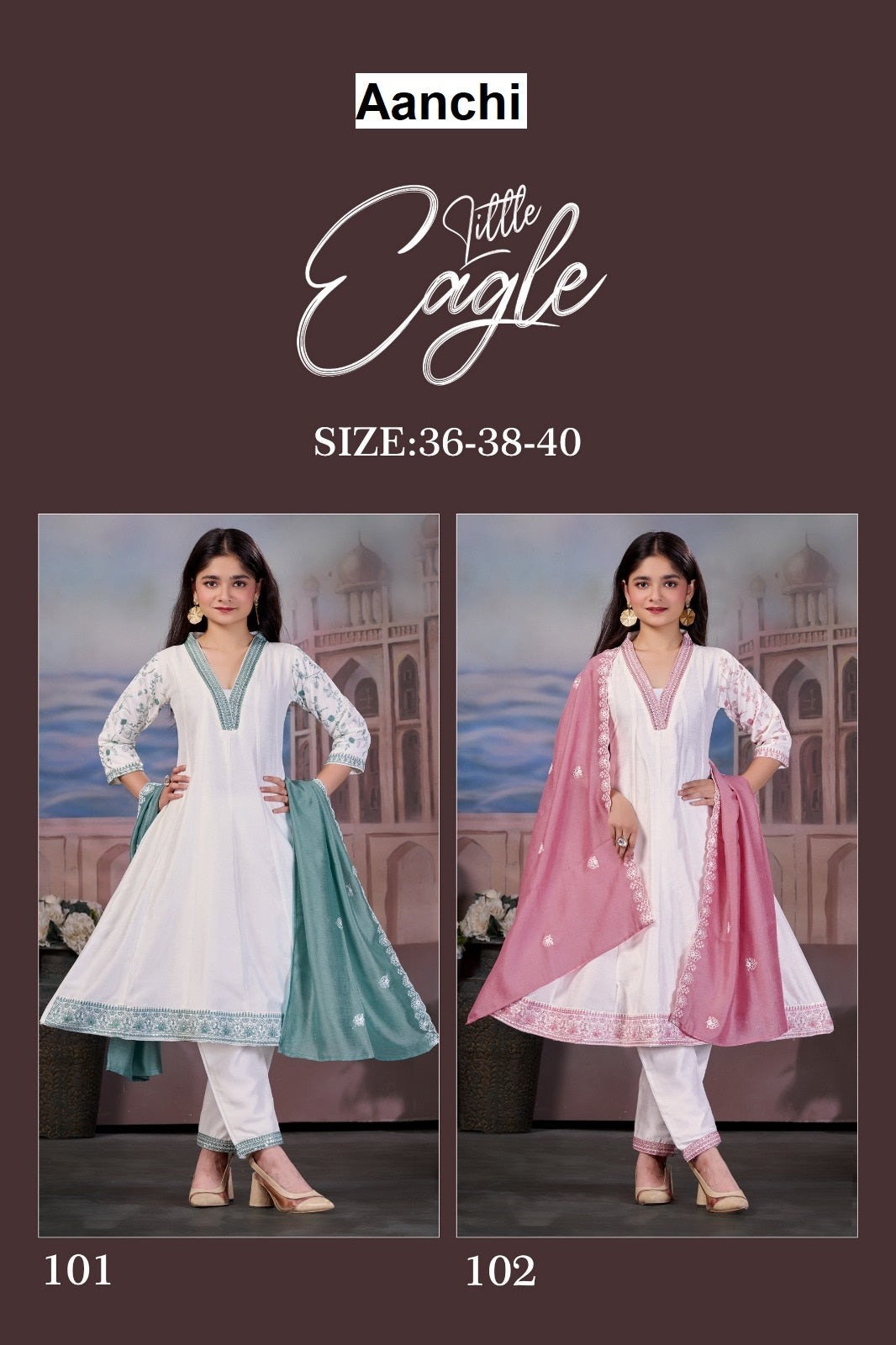Little Eagle Aanchi Vichitra Silk Girls Readymade Anarkali Suits Wholesale Price