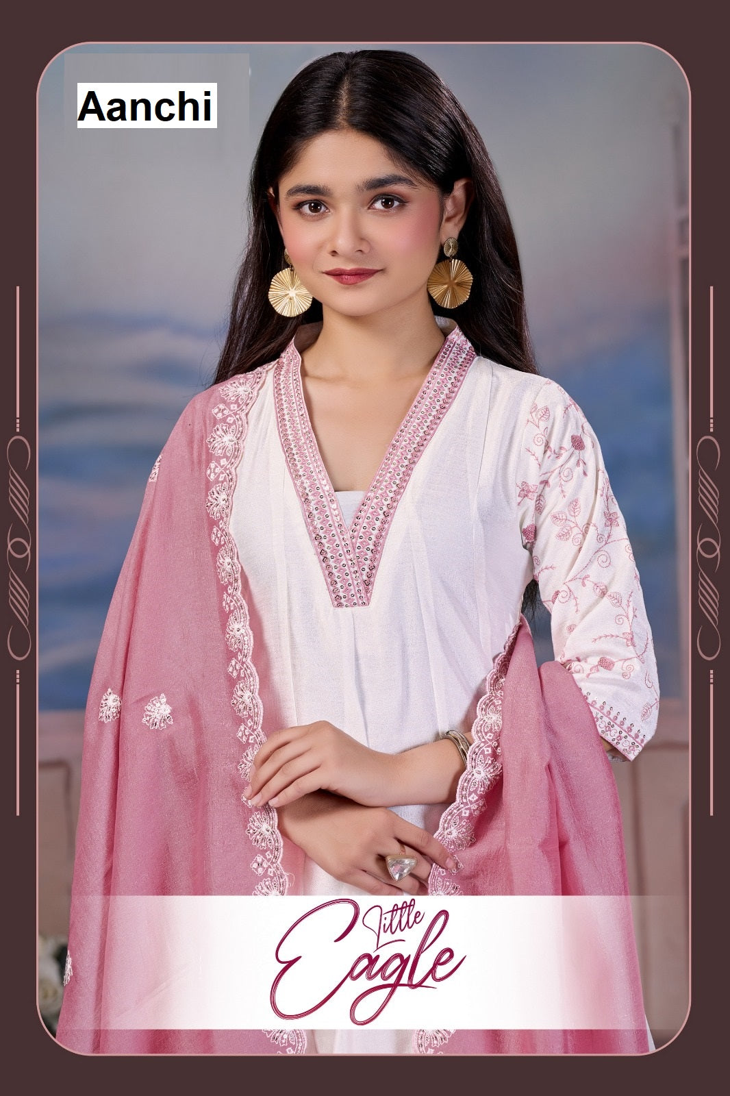 Little Eagle Aanchi Vichitra Silk Girls Readymade Anarkali Suits Wholesale Price