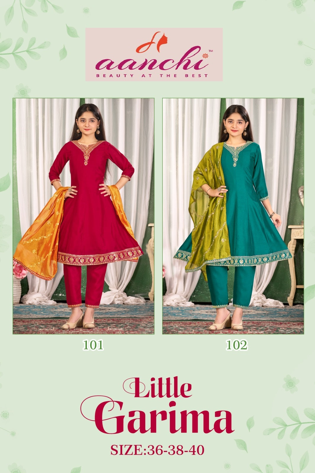 Little Garima Anarkali Aanchi Vichitra Silk Girls Readymade Pant Suits Wholesaler Ahmedabad