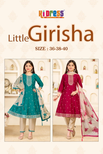 Little Girisha Kidress Aanchi Vichitra Silk Girls Readymade Pant Suits Exporter Ahmedabad