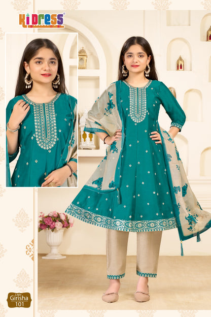 Little Girisha Kidress Aanchi Vichitra Silk Girls Readymade Pant Suits Exporter Ahmedabad