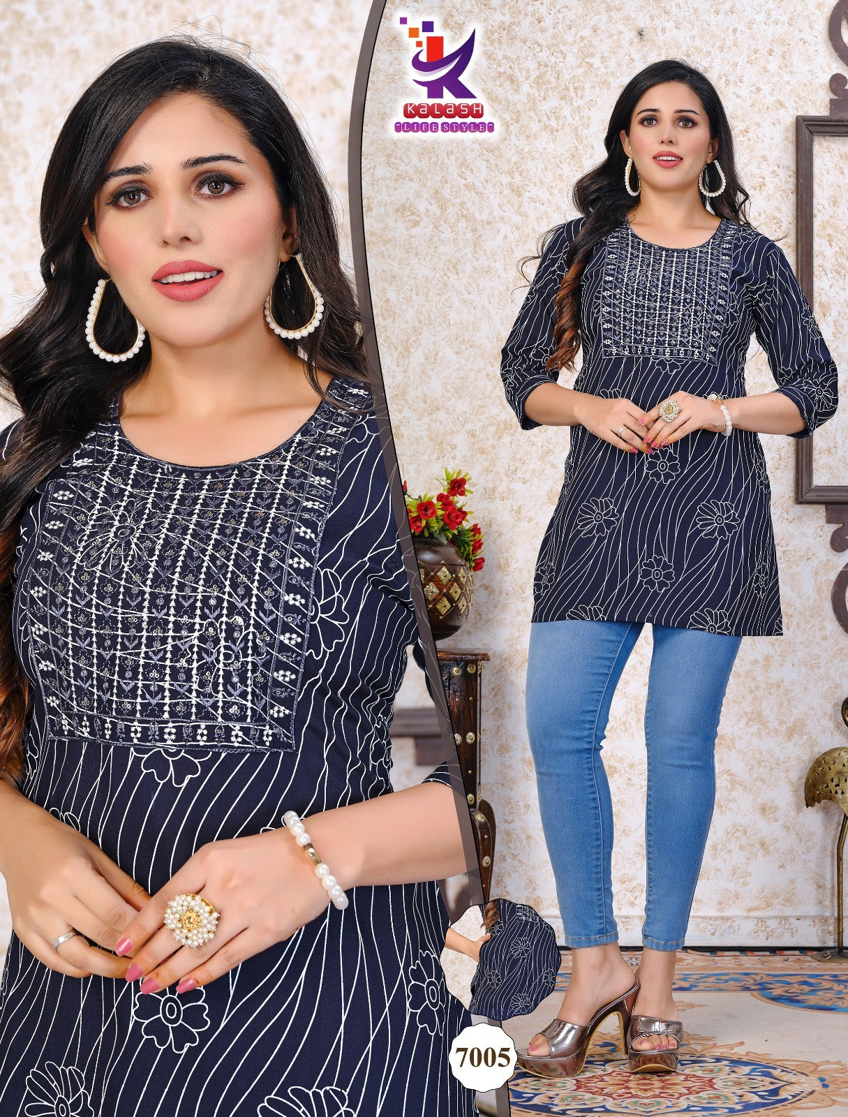 Little Lady Mlm Kalash Lifestyle Rayon 14Kg Short Kurtis Exporter
